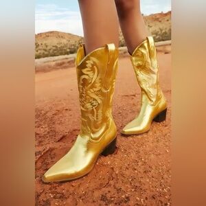 Billini | Danilo | Metallic Gold Western Boots | NWOB